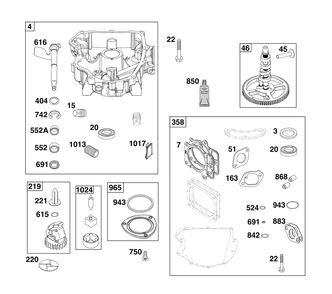 Crankcase Cover/Sump Group Diagram and Parts List for 40N877-0037-B5  Briggs and Stratton Engine